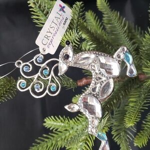 Ganz NWT Holiday Deer Blue and Silver Jeweled Ornament